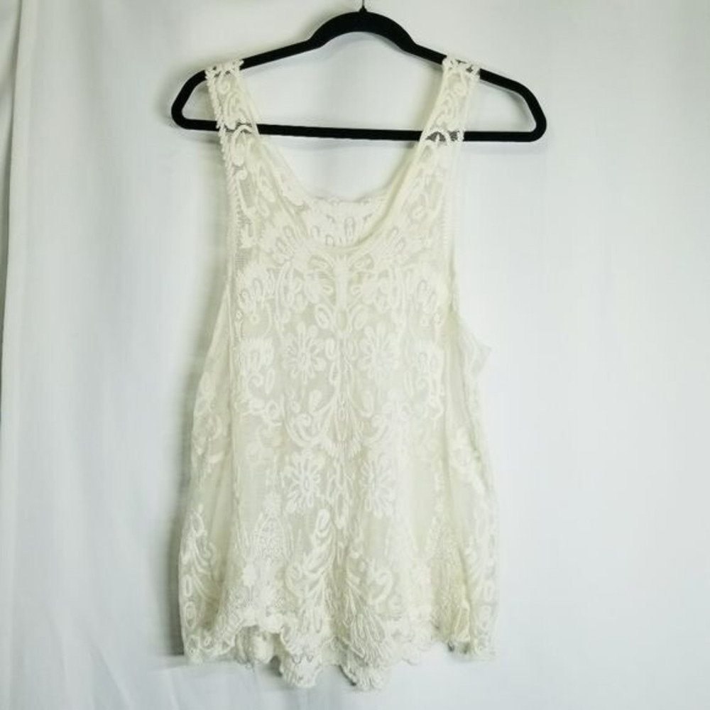 Unbranded No Tags crocheted lace top cream overlay  small‎ look at measurements